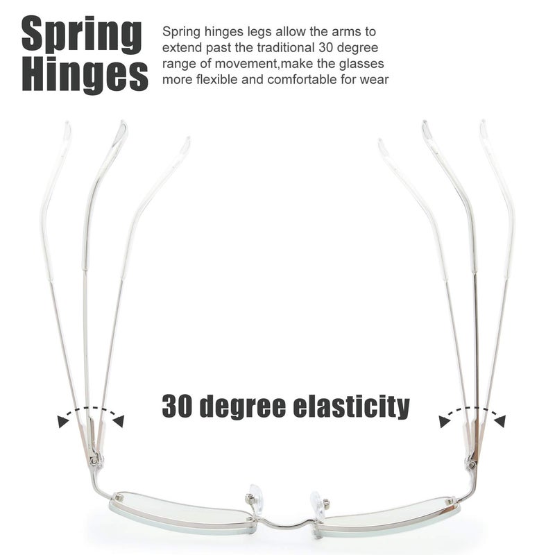 The Fresh Minimalist Small Rectangular Sunglasses Clear Eyewear Spring Hinge - Gift Box Package - FR1M4002MC01 (Silver, Gradient Clear, 51) - Image 4